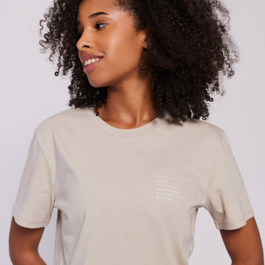 unisex t-shirt „pelvic floor“ - desert dust/organic/medium fit
