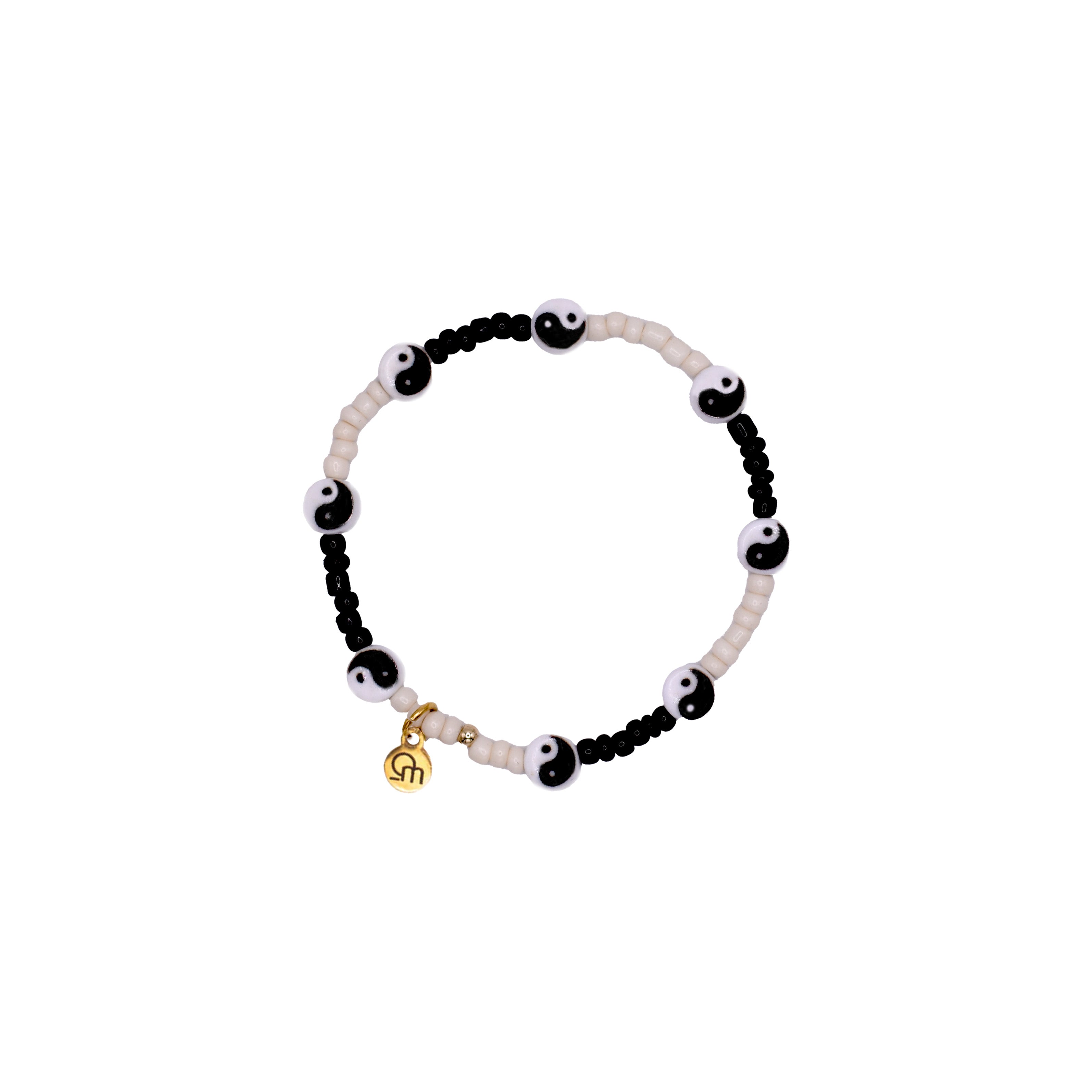 mantra bracelet yin yang black and white